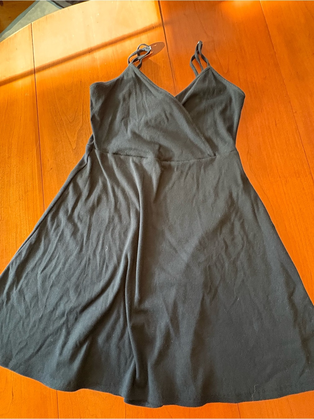 wild fable Black Strappy Wrap-Front Mini Dress